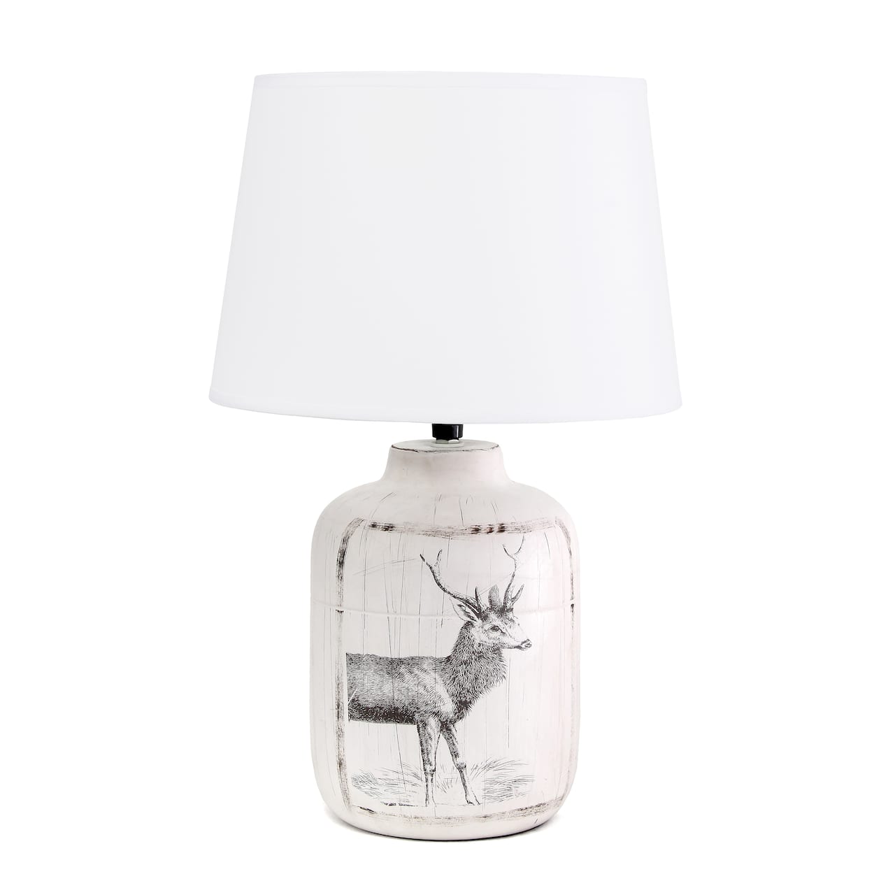Simple Designs™ 18" Rustic Deer Buck Nature Printed Ceramic Table Lamp